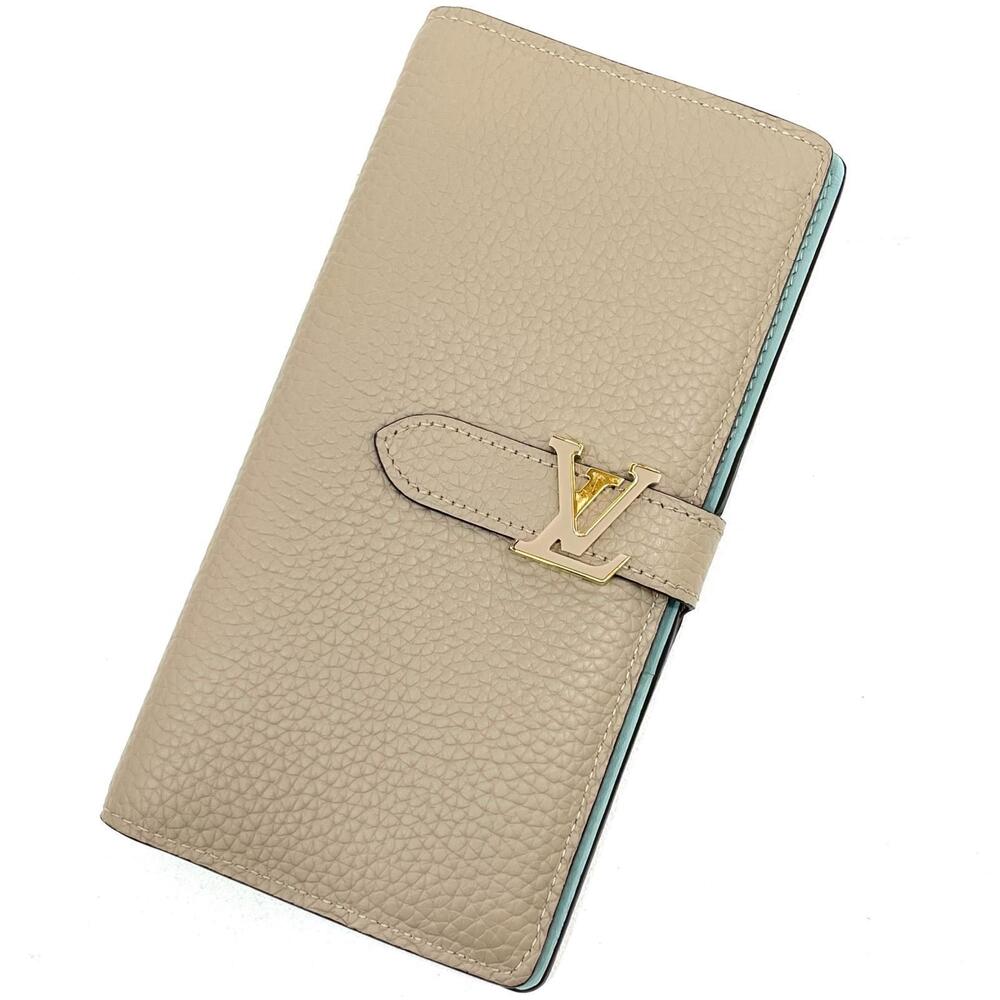 LOUIS VUITTON LV Vertical Wallet Bi fold Long Beige
